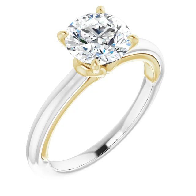 18K TWO TONE 1.5CT ROUND BRILLIANT LAB DIAMOND SOLITAIRE ENGAGEMENT RING