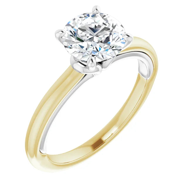 14K TWO TONE 1.5CT ROUND BRILLIANT LAB DIAMOND SOLITAIRE ENGAGEMENT RING