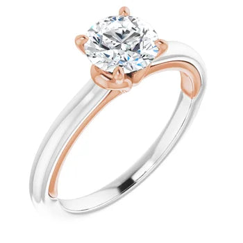 14K TWO TONE 1CT OVAL BRILLIANT LAB DIAMOND ENGAGEMENT RING