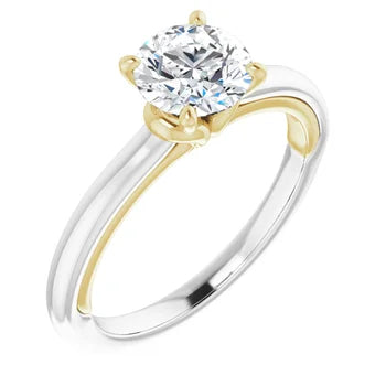 14K TWO TONE 1CT ROUND BRILLIANT SOLITAIRE LAB DIAMOND ENGAGEMENT RING