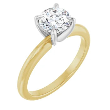 18K TWO TONE 1CT ROUND BRILLIANT LAB DIAMOND SOLITAIRE ENGAGEMENT RING