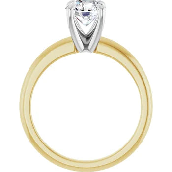 14K TWO TONE 1CT ROUND BRILLIANT LAB DIAMOND SOLITAIRE ENGAGEMENT RING