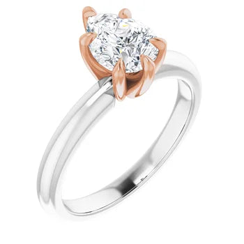 14K TWO TONE 1CT PEAR BRILLIANT LAB DIAMOND SOLITAIRE ENGAGEMENT RING