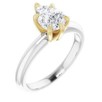 14K TWO TONE 1CT PEAR BRILLIANT LAB DIAMOND SOLITAIRE ENGAGEMENT RING