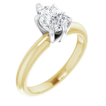 18K TWO TONE 1CT PEAR BRILLIANT LAB DIAMOND SOLITAIRE ENGAGEMENT RING