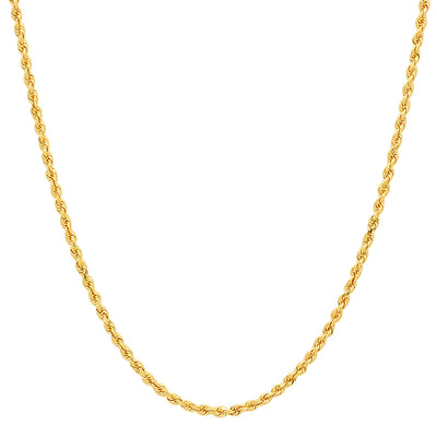 14K 2.5mm Solid Rope Chain