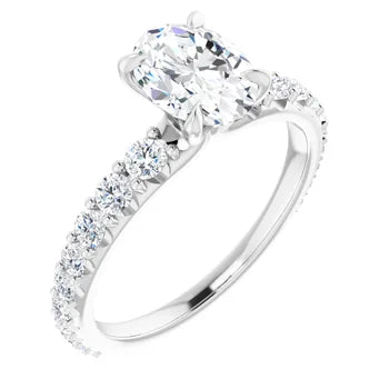 1CT OVAL LAB DIAMOND ACCENTED ENGAGEMENT RING