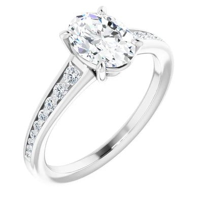 1CT OVAL LAB DIAMOND TAPERED ENGAGEMENT RING