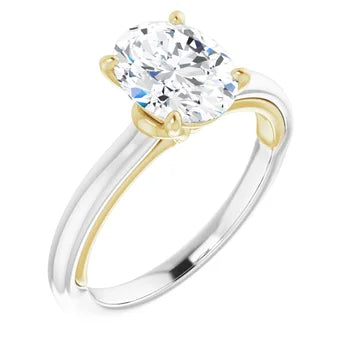 14K TWO TONE 1.5CT OVAL BRILLIANT LAB DIAMOND ENGAGEMENT RING