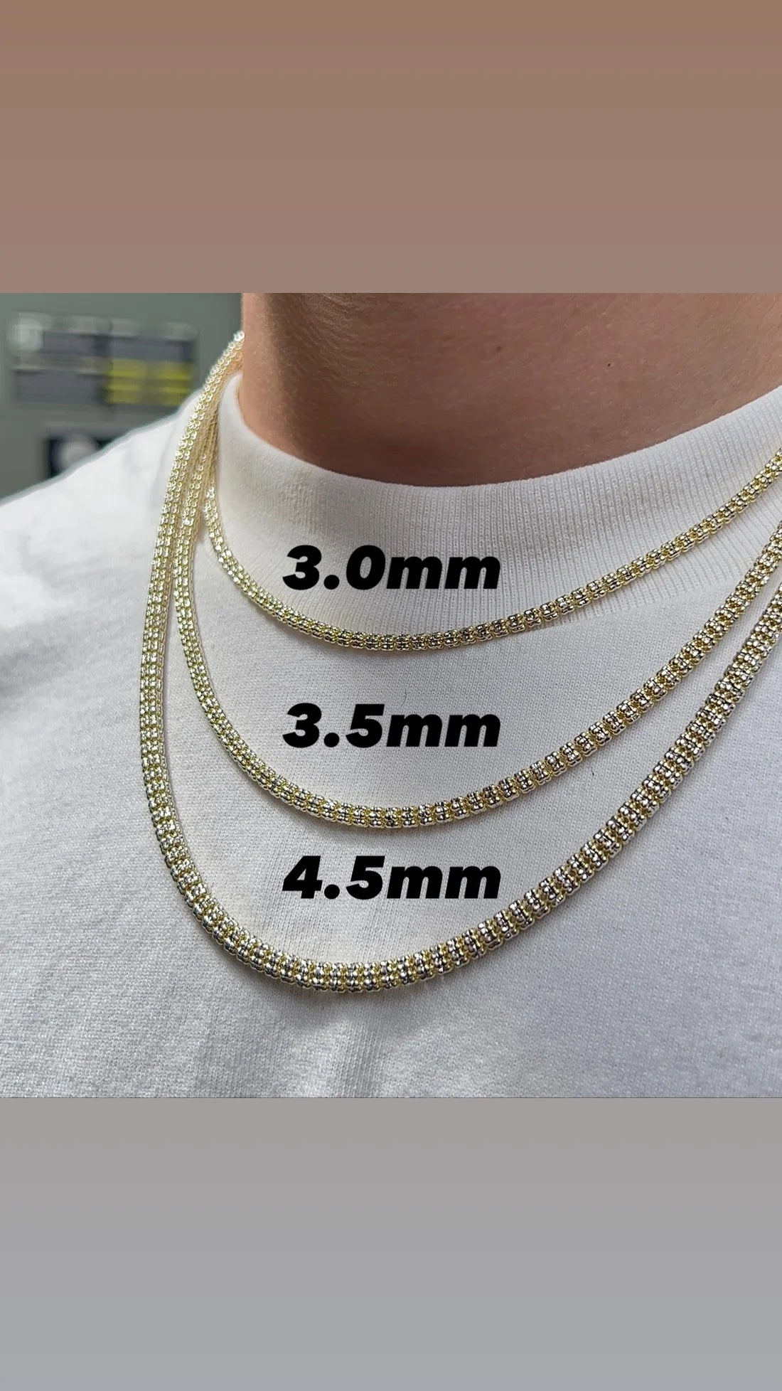 10K 3mm Ice Link Chain
