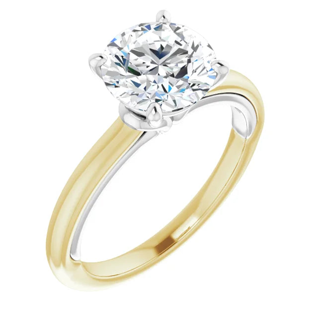 14K TWO TONE 2CT ROUND BRILLIANT LAB DIAMOND SOLITAIRE ENGAGEMENT RING