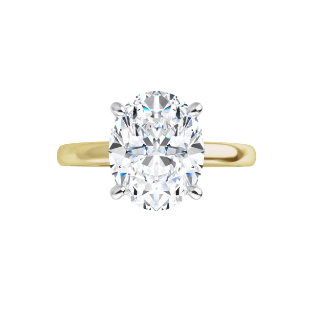 14K TWO TONE 2CT OVAL BRILLIANT LAB DIAMOND ENGAGEMENT RING
