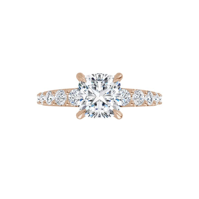 1CT CUSHION CUT LAB DIAMOND ACCENTED ENGAGEMENT RING