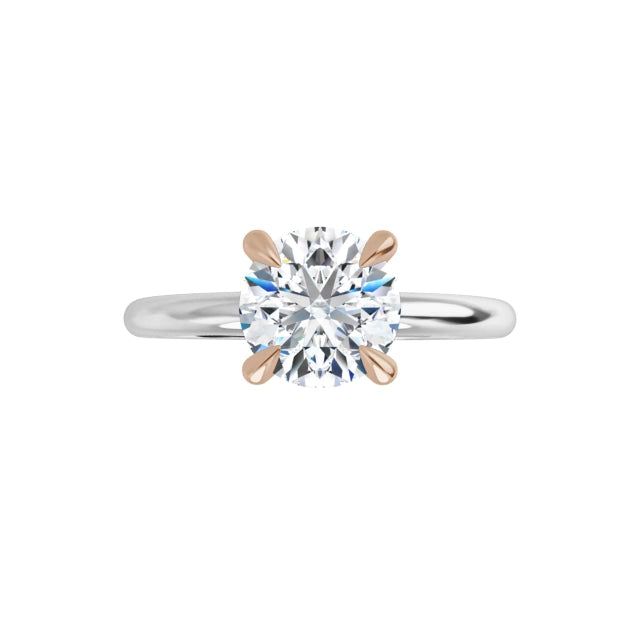 18K TWO TONE 1CT ROUND BRILLIANT LAB DIAMOND SOLITAIRE ENGAGEMENT RING