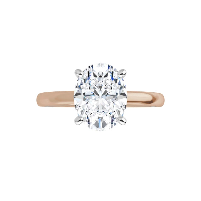 14K TWO TONE 1.5CT OVAL BRILLIANT LAB DIAMOND ENGAGEMENT RING