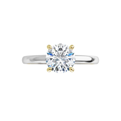 18K TWO TONE 1CT OVAL BRILLIANT LAB DIAMOND ENGAGEMENT RING
