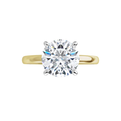 14K TWO TONE 2CT ROUND BRILLIANT LAB DIAMOND SOLITAIRE ENGAGEMENT RING