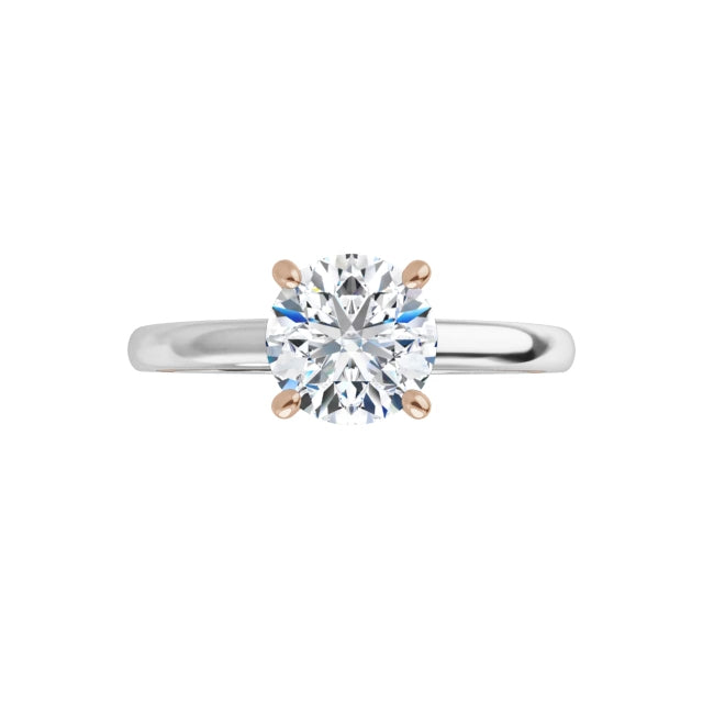 14K TWO TONE 1CT ROUND BRILLIANT SOLITAIRE LAB DIAMOND ENGAGEMENT RING