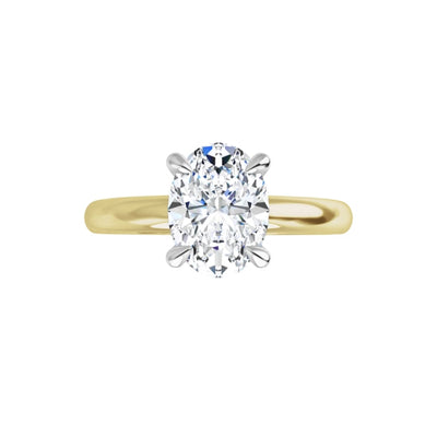 1CT TWO TONE OVAL LAB DIAMOND SOLITAIRE ENGAGEMENT RING