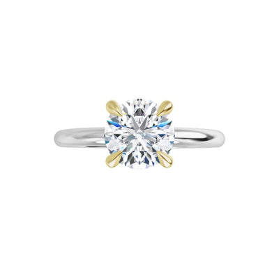 14K TWO TONE 1CT ROUND BRILLIANT LAB DIAMOND SOLITAIRE ENGAGEMENT RING